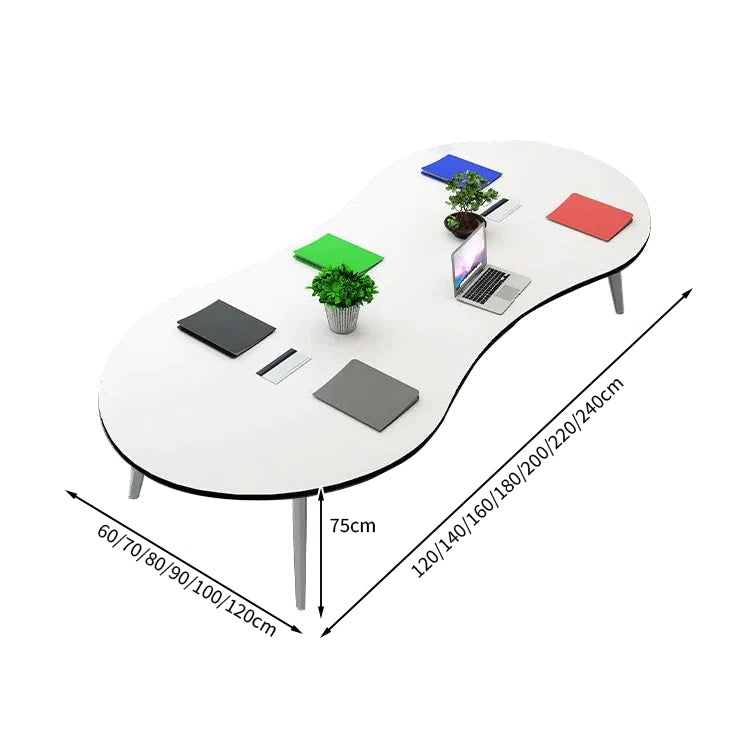 ミーティングテーブル　大型会議テーブル　オフィスデスク　丸い天板　スチール脚　ナチュラル　シンプル　カスタマイズ可能　HYZ-T004