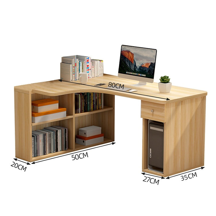 デスク　PCデスク　パソコンデスク　収納棚付き　L字型天板　R仕上げ　引出付き