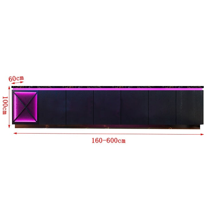 バーカウンター　受付台　レジ台　HDF　マーブル模様　焼付塗装　引っ掻き傷に強い　分類収納　LEDテープライト　ロゴ入れ可能　ブルー　カスタマイズ可能　JDT-M076