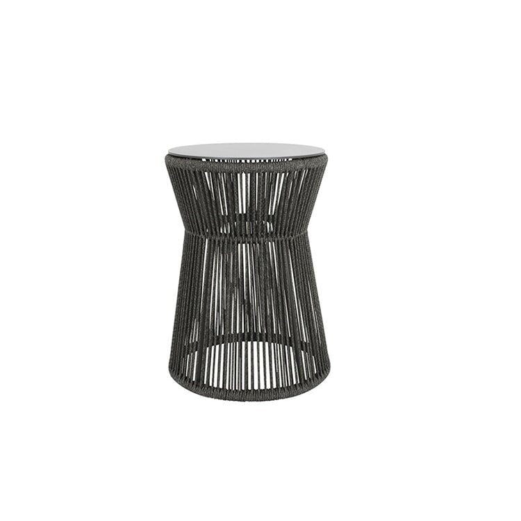 ラウンジチェア　ガーデンチェア　おしゃれ　シック　ロープチェア　アルミ合金フレーム　ワニス塗装　PE樹脂ロープ　シリコンフィルクッション　ホワイト　HWZY-M007