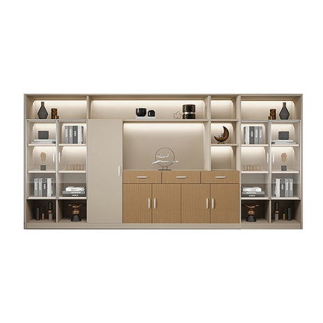 役員用キャビネット　おしゃれ　オフィスキャビネット　ファイリングキャビネット　木製書庫　書類整理棚　ナチュラルテイスト　分類収納　高耐荷重　メラミン化粧板　お手入れ簡単　ベージュ　カスタマイズ可能　CWG-M031