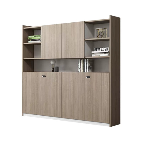 キャビネット　多段式　オフィスキャビネット　ファイリングキャビネット　木製書庫　書類整理棚　メラミン化粧板　お手入れ簡単　分類収納　ダイヤル錠　無臭無害　グレー　カスタマイズ可能　CWG-M032