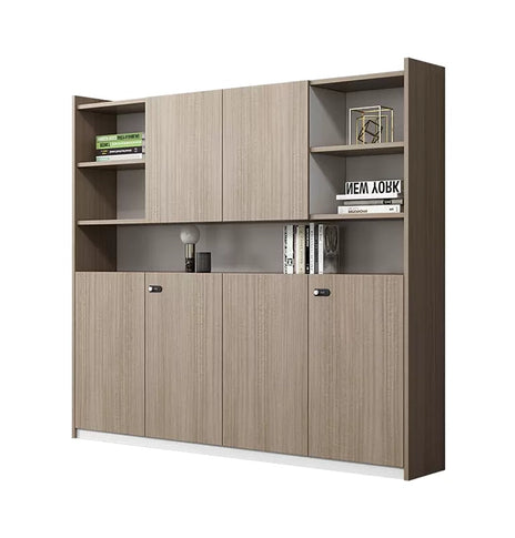 キャビネット　多段式　オフィスキャビネット　ファイリングキャビネット　木製書庫　書類整理棚　メラミン化粧板　お手入れ簡単　分類収納　ダイヤル錠　無臭無害　グレー　カスタマイズ可能　CWG-M032