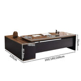 役員室用　社長室用　配線穴付き　Ⅼ字　サイドキャビネット付き　幕板付き　プレジデントデスク　パソコンデスク　事務机　エグゼクティブデスク　おしゃれ　木目調　LBZ-C070