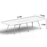 会議テーブル　ミーティングテーブル 会議用　スチールフレーム　ステンレス鋼　ハの字構造　広い下肢空間　スタイリッシュ　配線孔　シャープなエッジ　プラパート　ホワイト　HYZ-M032