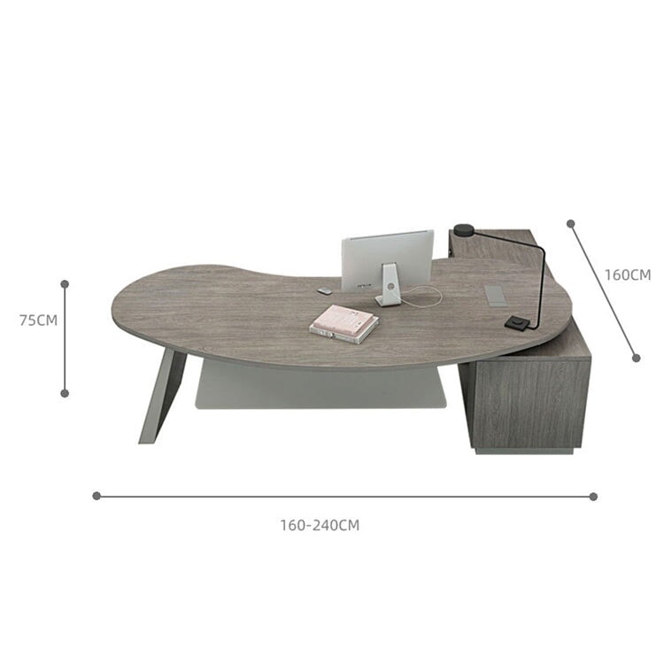 エグゼクティブデスク　役員テーブル　オフィスデスク　サイドキャビネット　配線ボックス　幕板　ゆとり　落ち着いた色　丸み　カスタマイズ可能　LBZ-M072 metamall