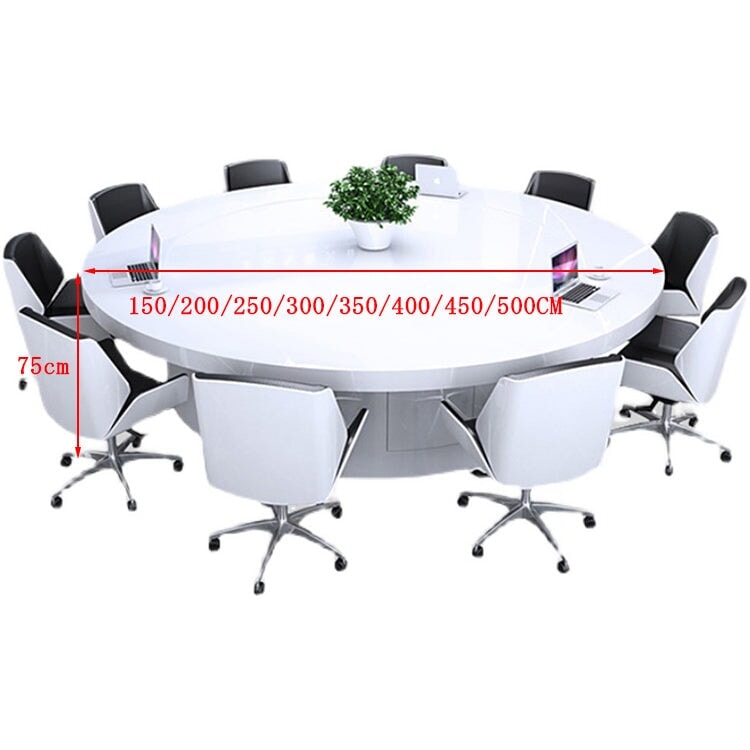 会議テーブル　ミーティングテーブル　丸テーブル　焼付ワニス塗装　重厚感　どっしり　収納スペース　錠付き　ホワイト　カスタマイズ可能　HYZ-M049