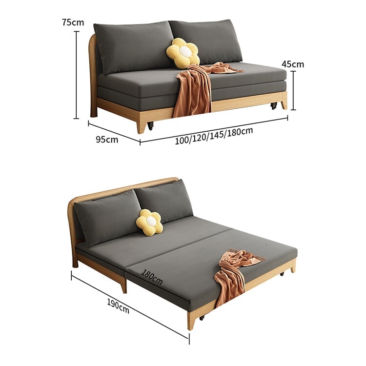 二人掛けソファーベッド　シンプルモダン　ナチュラルテイスト　高密度ウレタンフォーム　ラテックス　ココナッツファイバー　シリコンフィル　フリース生地　収納スペース　グレー　BSF-M050