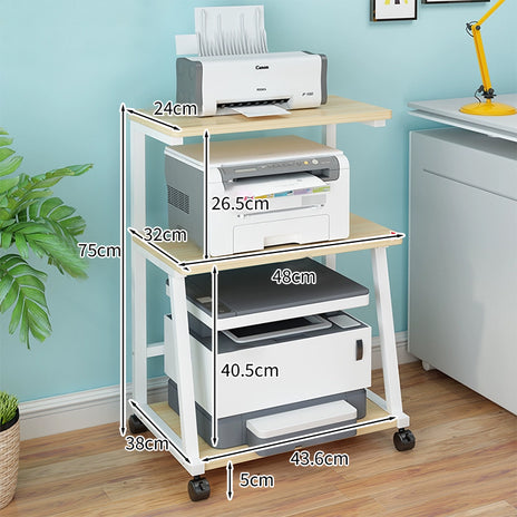プリンター収納　プリンター台 プリンターラック キャスター付き三層構造プリンター収納ラック オフィス収納　BGSN-M-002-09-Kc