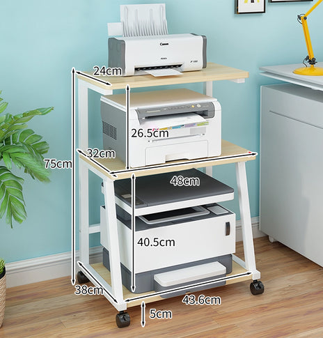 プリンター収納　プリンター台 プリンターラック キャスター付き三層構造プリンター収納ラック オフィス収納　BGSN-M-002-09-Kc