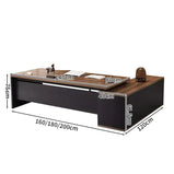 役員室用　社長室用　配線穴付き　Ⅼ字　サイドキャビネット付き　幕板付き　プレジデントデスク　パソコンデスク　事務机　エグゼクティブデスク　おしゃれ　木目調　LBZ-C070