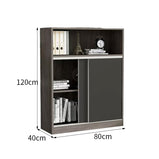 事務所用キャビネット　木製書庫　木製キャビネット　書庫　キャビネット　大容量収納スペース　スライドレール　エコ素材　シンプル　グレー　CWG-M-034
