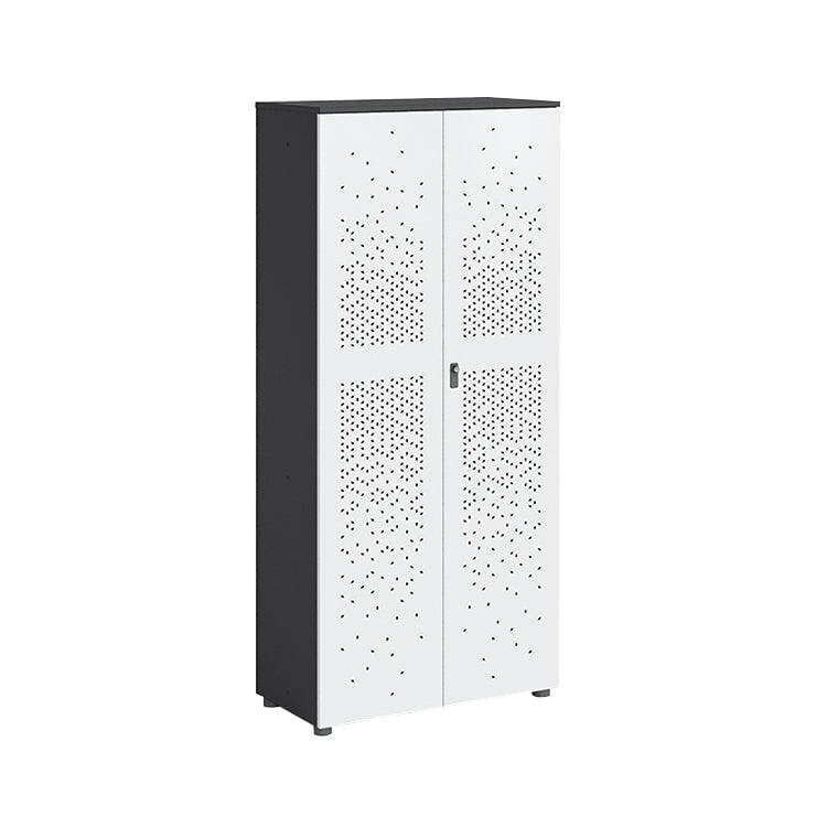 オフィスキャビネット　ファイリングキャビネット　木製書庫　スチール製扉　透かし彫りデザイン　可動棚板　高耐荷重　ホワイト　カスタマイズ可能　CWG-M013