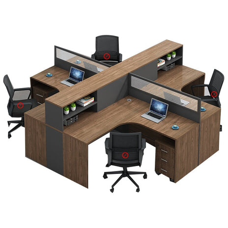 卓上収納棚　Ｌ字型天板　配線穴キャップ　パーティション　エコ板材　デスク　オフィスデスク　統一　洗練　機能的　ウォールナット　カスタマイズ可能　BGZ-K-224-01-kc