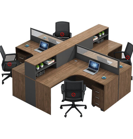 卓上収納棚　Ｌ字型天板　配線穴キャップ　パーティション　エコ板材　デスク　オフィスデスク　統一　洗練　機能的　ウォールナット　カスタマイズ可能　BGZ-K-224-01-kc