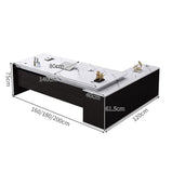 役員室用　社長室用　配線穴付き　Ⅼ字　サイドキャビネット付き　幕板付き　プレジデントデスク　パソコンデスク　事務机　エグゼクティブデスク　おしゃれ　木目調　LBZ-C070