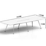 会議テーブル　ミーティングテーブル 会議用　スチールフレーム　ステンレス鋼　ハの字構造　広い下肢空間　スタイリッシュ　配線孔　シャープなエッジ　プラパート　ホワイト　HYZ-M032