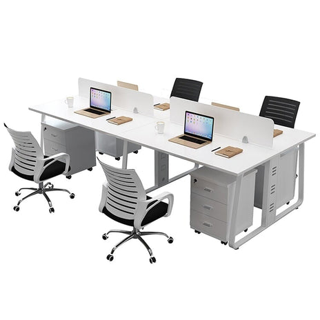 オフィスデスク　メラミン化粧板　スチール脚　ロの字脚　配線ダクト　錠付き　シリンダー錠　サイドワゴン　デスクトップパネル　プラパート　ホワイト　カスタマイズ可能　metamall