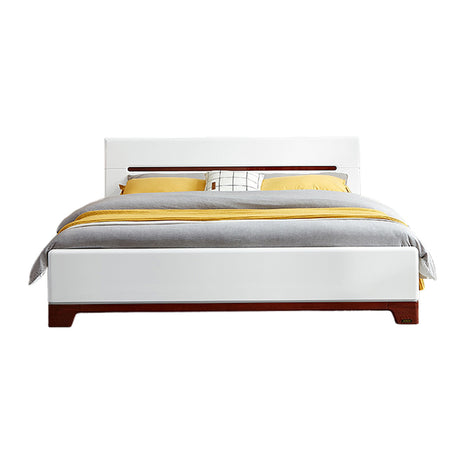 頑丈　安定性　跳ね上げ収納　R仕上げ　パーティクルボード 　ヘッドボード　ベッド　二人用　機能的　洗練　モダン　ホワイト　BED-M060