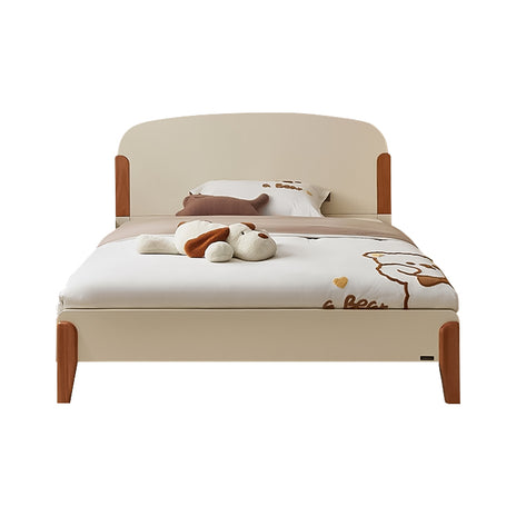 メラミン化粧板　オーク材　無毒無臭　Ｒ加工　子供用　頑丈　厚さ　安全性　ヘッドボード　ベッド　かわいい　オシャレ　ベージュ　BED-M061