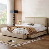 ベッド　寝具　収納ベッド　ウレタンフォーム　ミニマルデザイン　ホワイトグースダウン　引き出し付き　すのこ　トップレザー　カスタマイズ可能　BED-S050