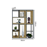 多段式　オープン収納　分類収納　大容量　天然木　アイアンフレーム　頑丈　安定性　プラパート　収納ラック　収納棚　オフィス用　洗練　使い勝手　BGGB-M005