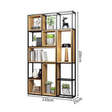 多段式　オープン収納　分類収納　大容量　天然木　アイアンフレーム　頑丈　安定性　プラパート　収納ラック　収納棚　オフィス用　洗練　使い勝手　BGGB-M005