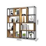 多段式　オープン収納　分類収納　大容量　天然木　アイアンフレーム　頑丈　安定性　プラパート　収納ラック　収納棚　オフィス用　洗練　使い勝手　BGGB-M005