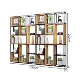 多段式　オープン収納　分類収納　大容量　天然木　アイアンフレーム　頑丈　安定性　プラパート　収納ラック　収納棚　オフィス用　洗練　使い勝手　BGGB-M005