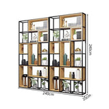 多段式　オープン収納　分類収納　大容量　天然木　アイアンフレーム　頑丈　安定性　プラパート　収納ラック　収納棚　オフィス用　洗練　使い勝手　BGGB-M005