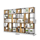 多段式　オープン収納　分類収納　大容量　天然木　アイアンフレーム　頑丈　安定性　プラパート　収納ラック　収納棚　オフィス用　洗練　使い勝手　BGGB-M005