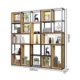 多段式　オープン収納　分類収納　大容量　天然木　アイアンフレーム　頑丈　安定性　プラパート　収納ラック　収納棚　オフィス用　洗練　使い勝手　BGGB-M005