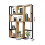 多段式　オープン収納　分類収納　大容量　天然木　アイアンフレーム　頑丈　安定性　プラパート　収納ラック　収納棚　オフィス用　洗練　使い勝手　BGGB-M005