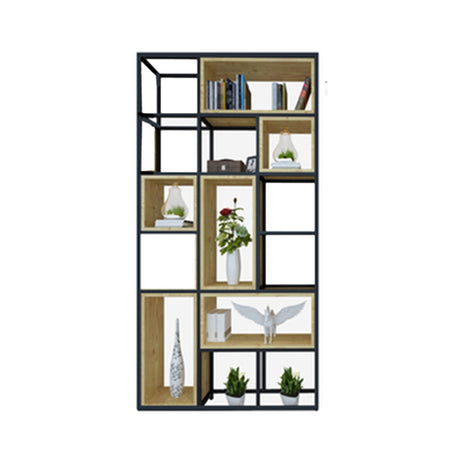 多段式　オープン収納　分類収納　大容量　天然木　アイアンフレーム　頑丈　安定性　プラパート　収納ラック　収納棚　オフィス用　洗練　使い勝手　BGGB-M005