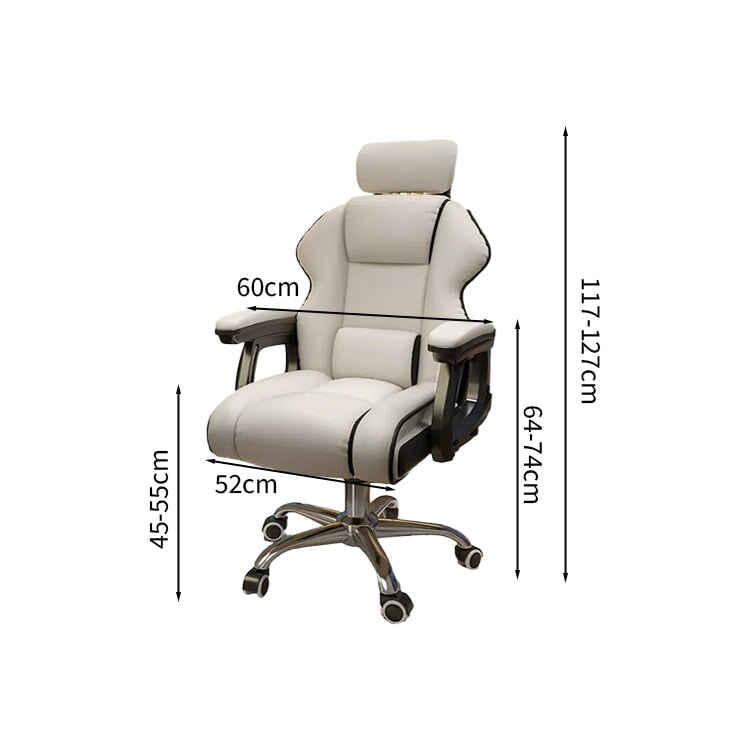椅子 クッション　ゲーミングチェア　ワークチェア　昇降可能　回転可能　ランバーサポート　キャスター付き　高密度ウレタンフォーム　ホワイト　BGY-M-072