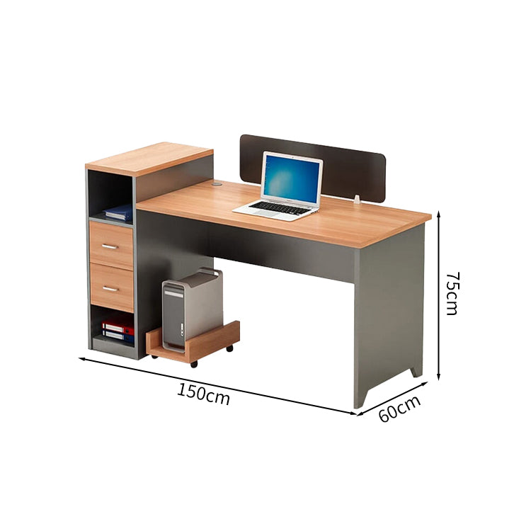 机 デスク　オフィスデスク　PCデスク　事務机　サイドキャビネット付き　PC収納トレイ　分類収納　トップパネル付き　ホワイト　グレー　BGZ-M-115