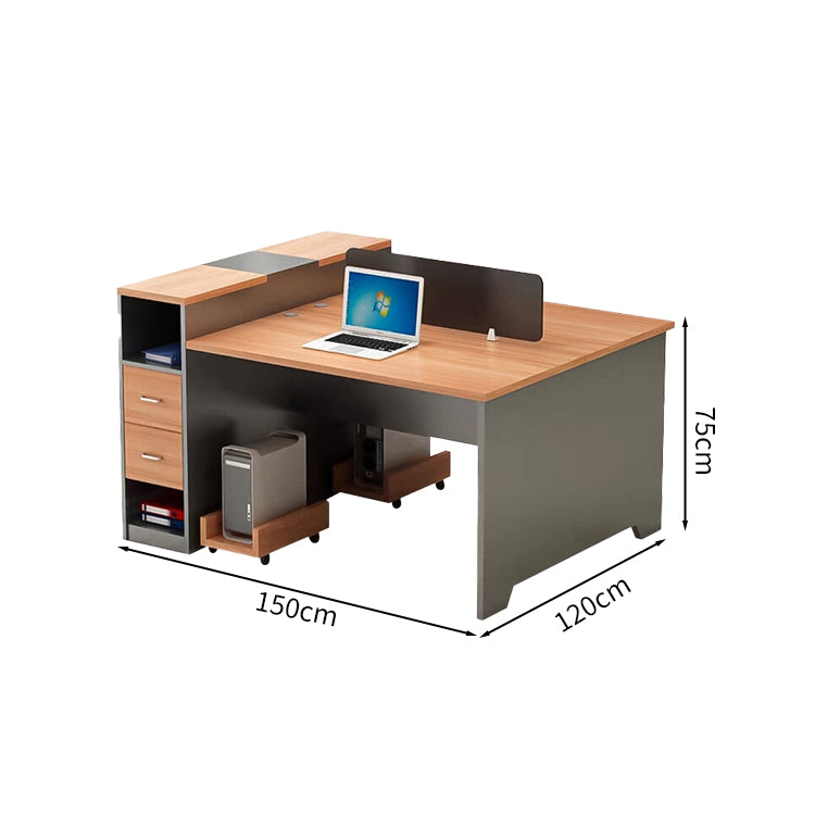 机 デスク　オフィスデスク　PCデスク　事務机　サイドキャビネット付き　PC収納トレイ　分類収納　トップパネル付き　ホワイト　グレー　BGZ-M-115