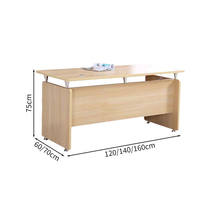 オフィスデスク　ワークテーブル 収納　事務机　木目調　配線穴付き　角丸　サイドキャビネット付き　シリンダー錠付き　ナチュラル　カスタマイズ可能　BGZ-M-131