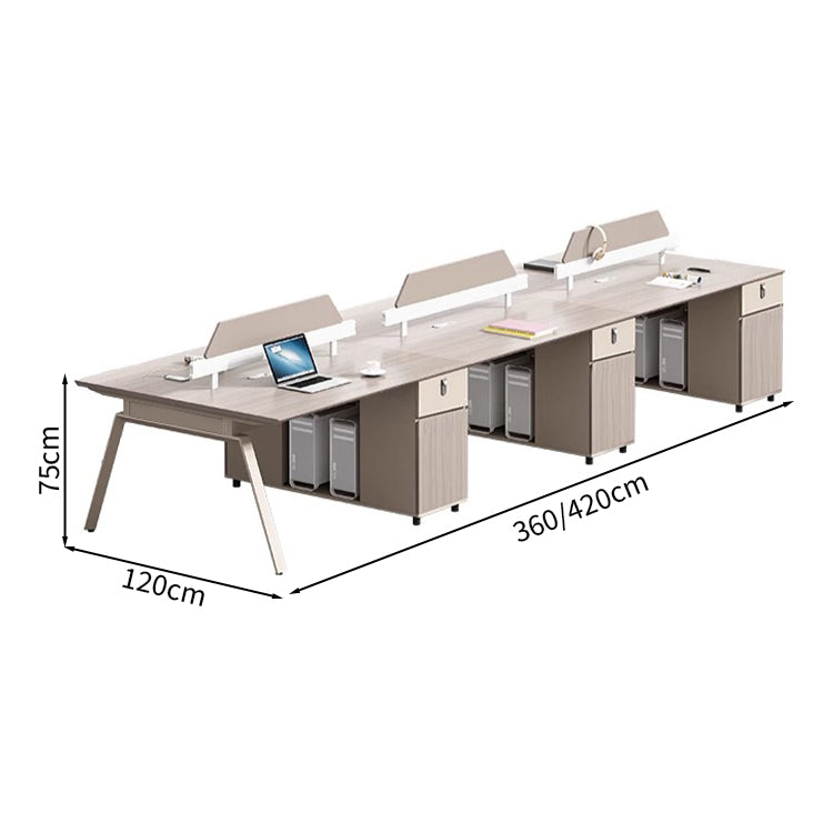 仕事 デスク　ナチュラルテイスト　スチールフレーム　メラミン化粧板　舟底エッジ　デスクトップパネル　ダイヤル錠　卓上コンセント　サイドキャビネット　オールシャビ―グレー　カスタマイズ可能　BGZ-M006