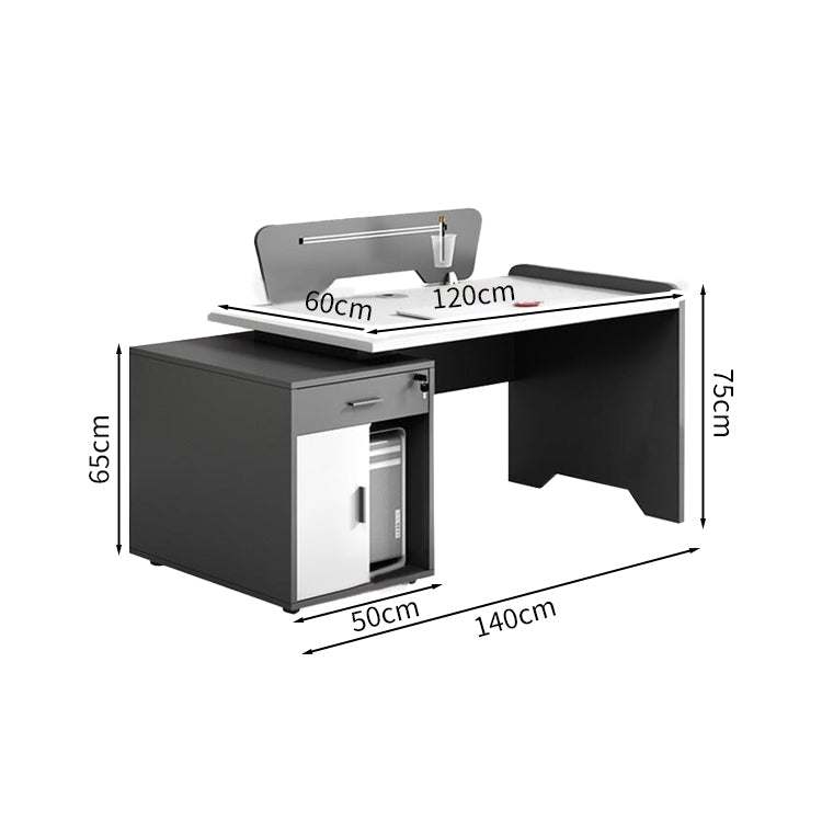 職場 用 デスク　様々な空間に合わせやすい　サイドキャビネット　錠付き　シリンダー錠　メラミン化粧板　MDF　デスクトップパネル　配線孔　ブラック　カスタマイズ可能　BGZ-M008　