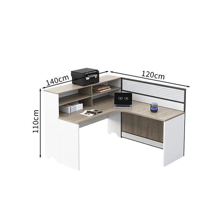 オフィス デスク 下 収納　メラミン化粧板　L字天板　デスクトップラック　パーテーション　サイドワゴン　広い下肢空間　配線孔　錠付き　シリンダー錠　ウォルナット　カスタマイズ可能　BGZ-M025