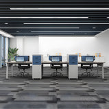 オフィスデスク　シンプルデザイン　メラミン化粧板　デスクトップパネル　サイドキャビネット　スチール脚　長持ちしやすい　ブルー　カスタマイズ可能　 metamall