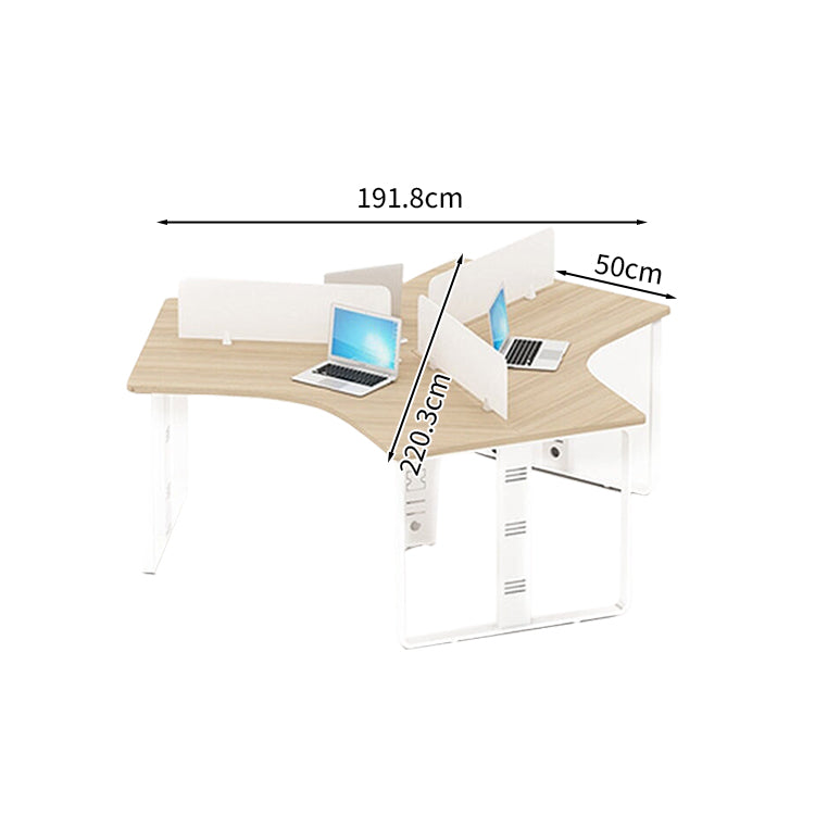 オフィスデスク 大型デスク オシャレ　シンプルモダン　ナチュラルテイスト　多人数対応　スチール脚　ロの字脚　サイドワゴン　キャスター付き　デスクトップパネル　R加工　ナチュラル　カスタマイズ可能　BGZ-M047