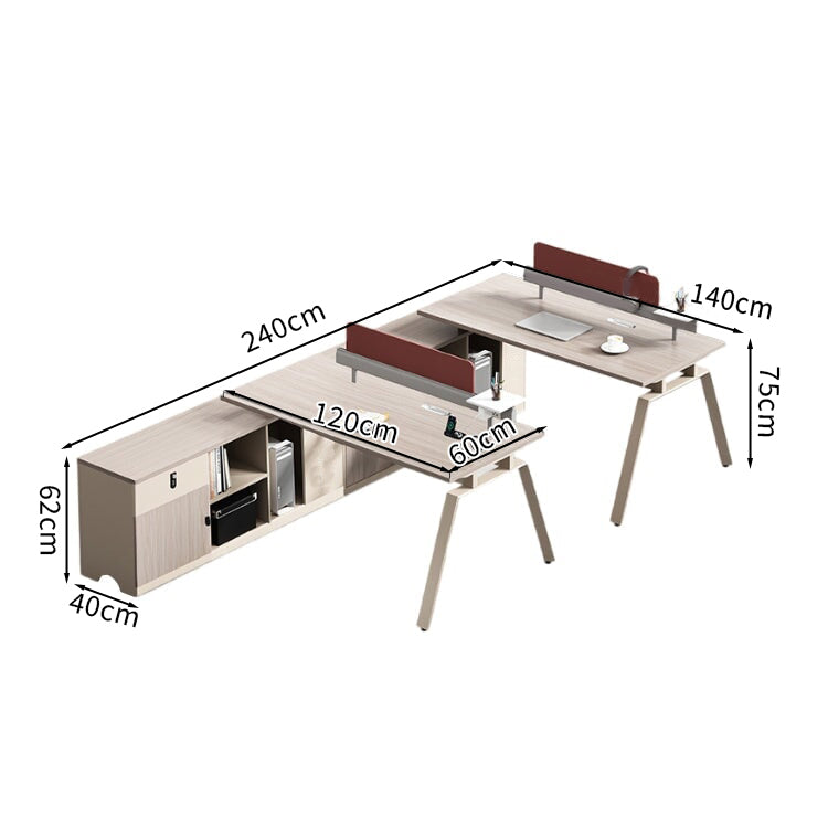 オフィス デスク l 型 デスク　メラミン化粧板　ナチュラルテイスト　モダン感　スチール脚　デスクトップパネル　コンセント取付可能　サイドキャビネット　ダイヤル錠　ワインレッド　カスタマイズ可能　BGZ-M052