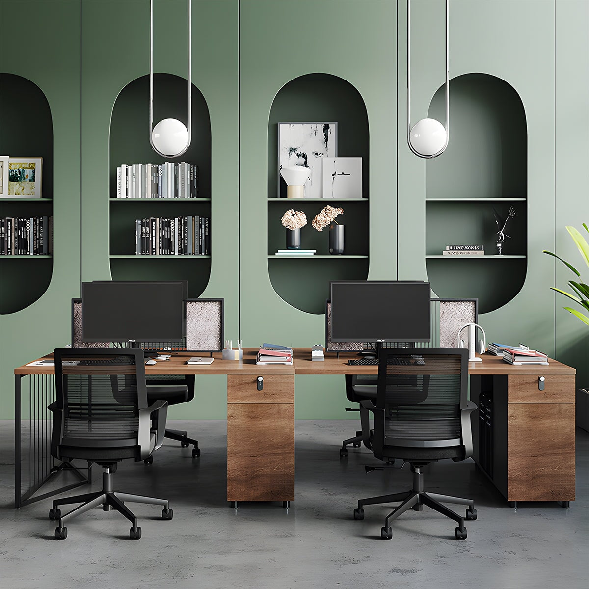 オフィスデスク　メラミン化粧板　ナチュラルテイスト　スタイリッシュ　スチール脚　三角構造　ダイヤル錠　シリンダー錠　デスクトップパネル　配線ダクト　ブラウン　カスタマイズ可能　 metamall