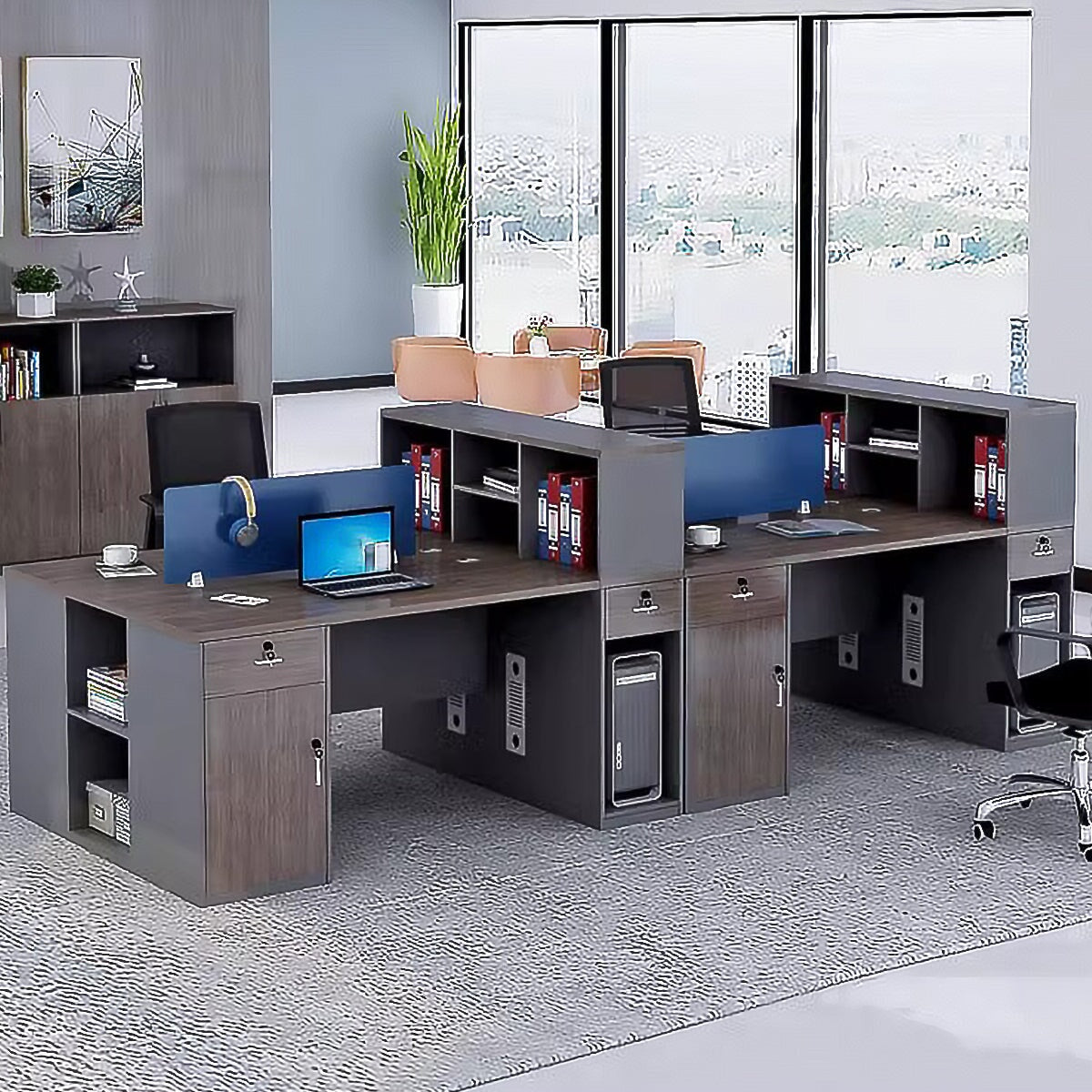 広い天板　ゆとり　キャビネット　大容量　分類収納　錠付き　配線孔　メラミン化粧板　頑丈　耐久性　作業机　デスク　オフィスデスク　機能的　洗練　モダン　カスタマイズ可能　BGZ-M073