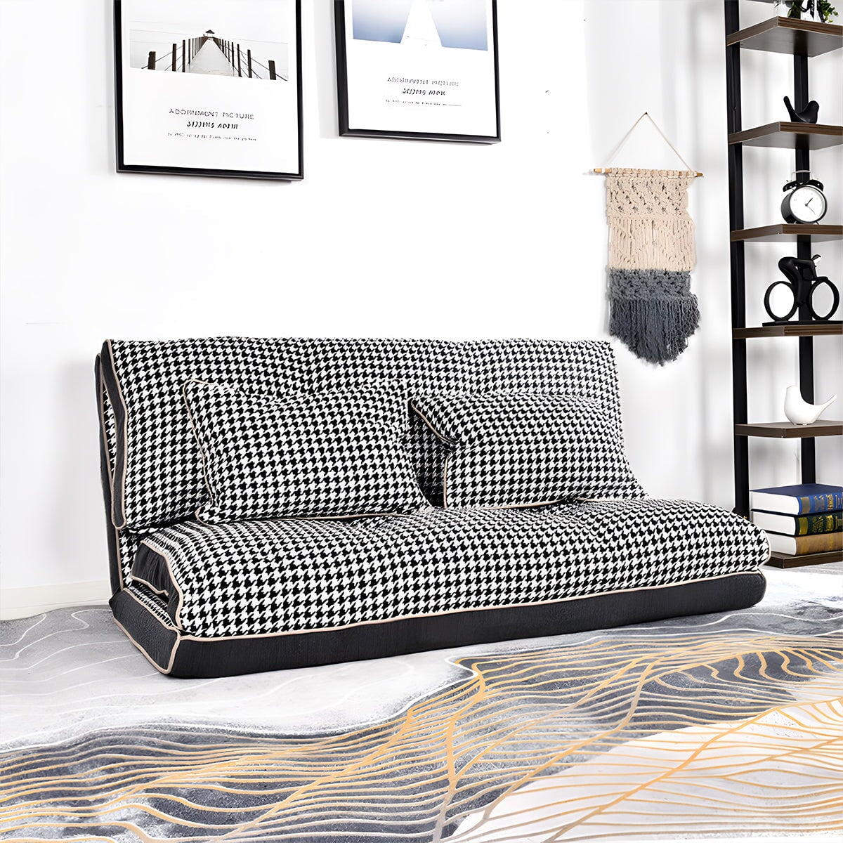 リビングソファ　フロアソファ　圧迫感の少ないデザイン　高密度ウレタンフォーム　シリコンフィル　リクライニング機能　ポリエステル生地　ベージュ　カスタマイズ可能　 metamall