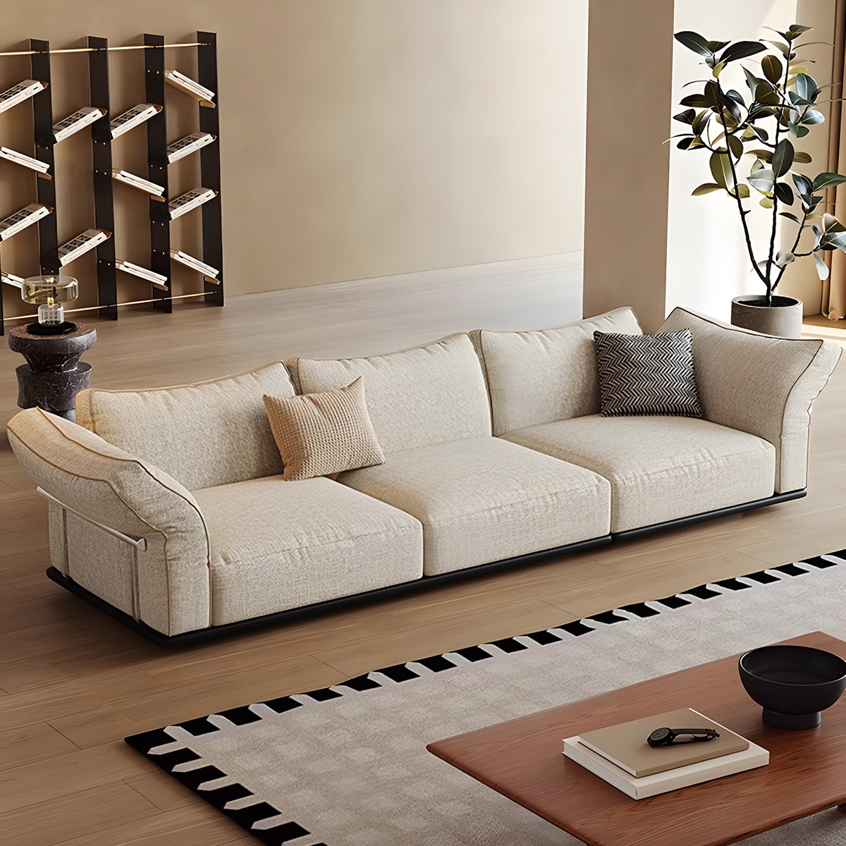 広い座面　厚み　高反発ウレタン　シリコンフィル　柔らか　天然木フレーム　コットンリネン　通気性　ソファ　ローソファ　ゆったり　快適　カスタマイズ可能　BSF-M194