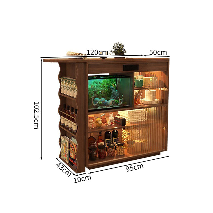 カウンターテーブル　テーブル　天然木　コンパクト　大容量　アクリル板　伸長式天板　シンプル　ブラウン　木目調　BTZ-M025