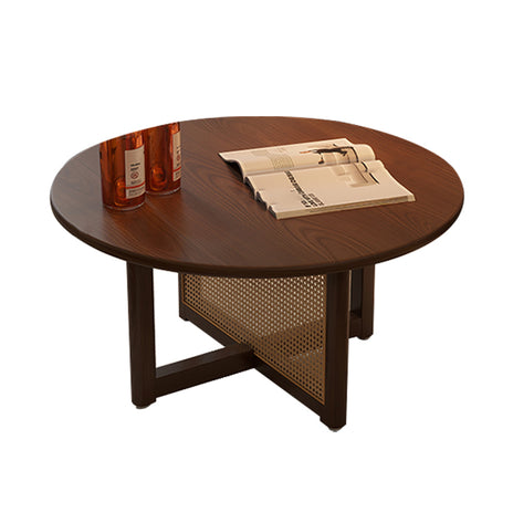 レトロ　オシャレ　クラシック　落ち着き　ラタン編み　ローテーブル　センターテーブル　オーク材　ポリエステル　CJ-M054